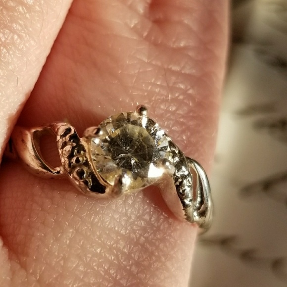 Vintage Lind ring faux diamond ring silver tone size 11 eleven solitaire - Picture 2 of 7